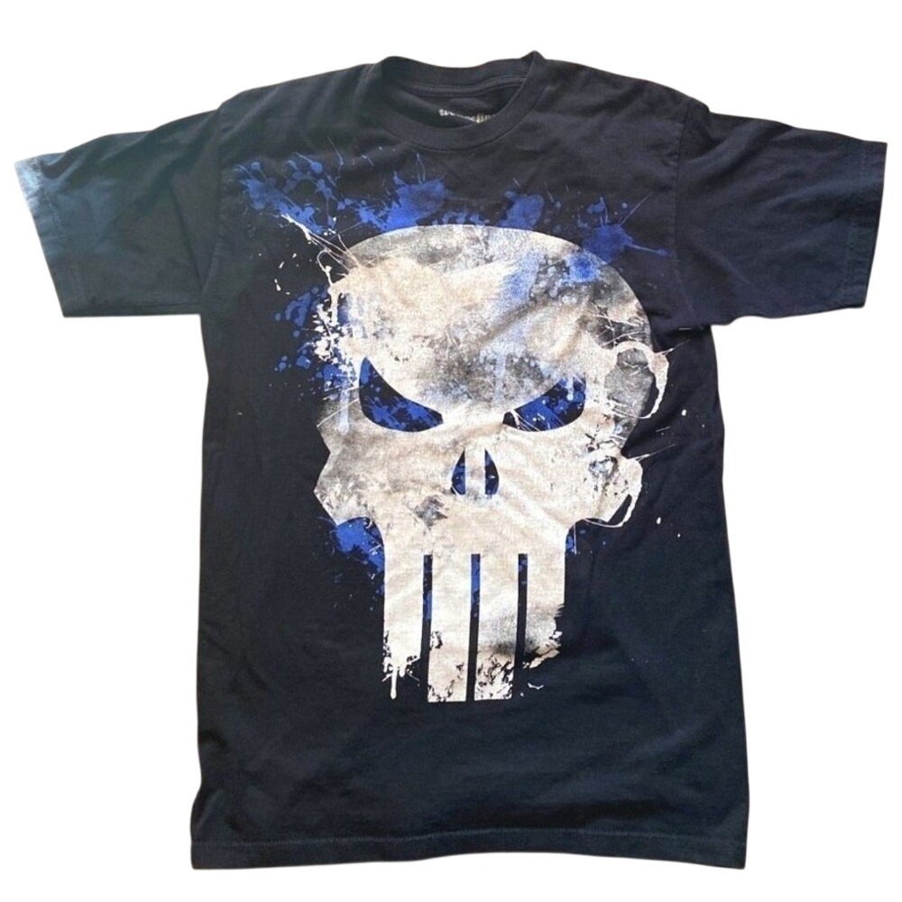 Marvel Comics the punisher big skull logo distressed t-shirt‎ men size Medium